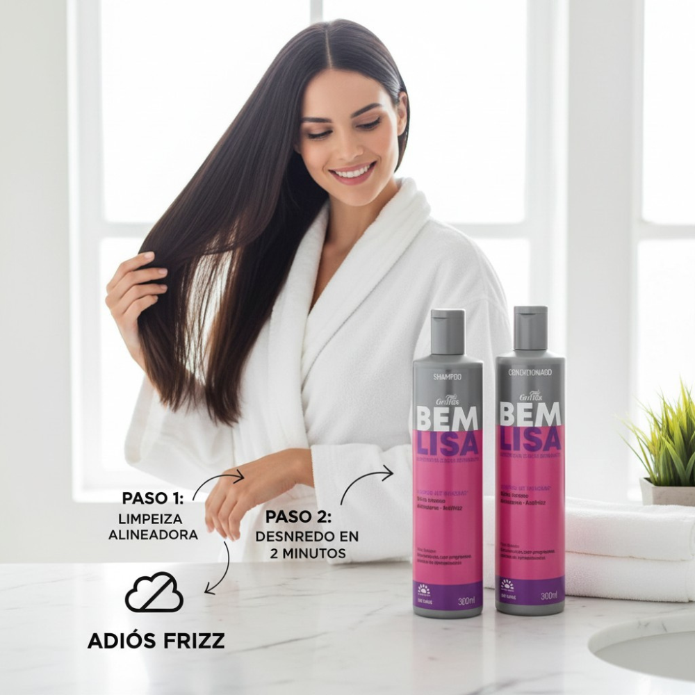 Dúo Mantenimiento Diario Shampoo y Acondicionador Griffus Bem Lisa 4