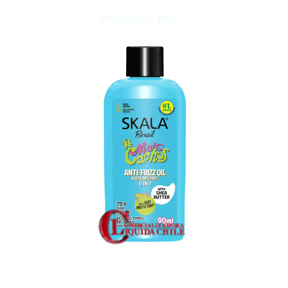 Aceite capilar 5 en 1 antifrizz Skala Mais Cachos, 72 horas, con protector térmico. 1