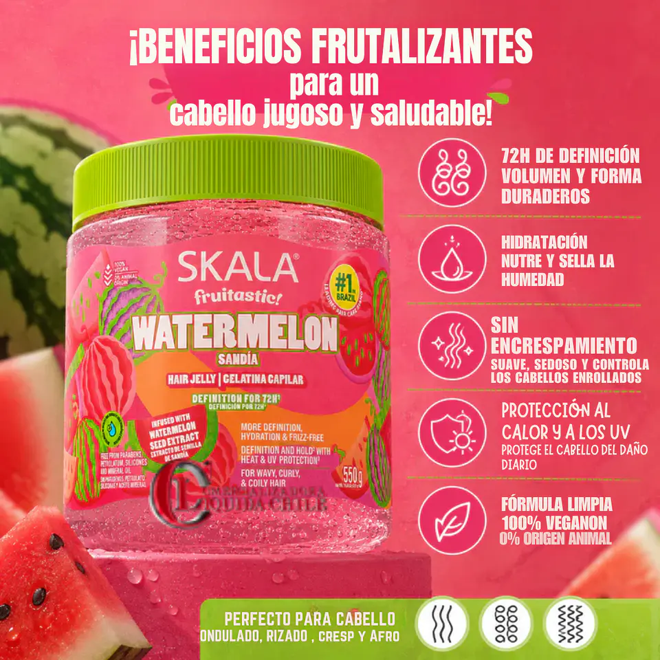 Gel fijador para el cabello Skala sabor sandía, definición 72 horas 4