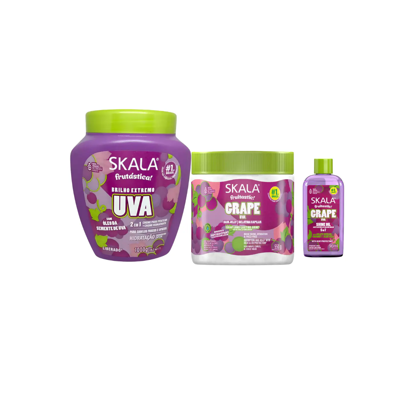 Pack Crema de Peinar, Gel y Aceite Capilar Hidratación Uva Skala 2