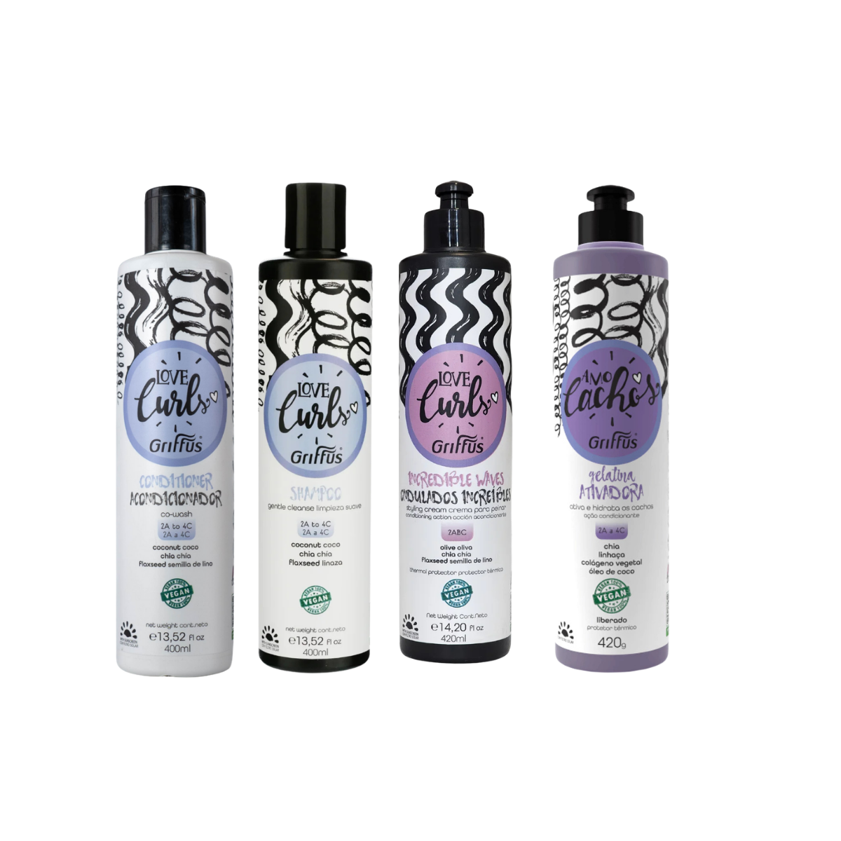 Pack Shampoo, Acondicionador,Crema de Peinar y Gelatina Activadora Ondas increibles