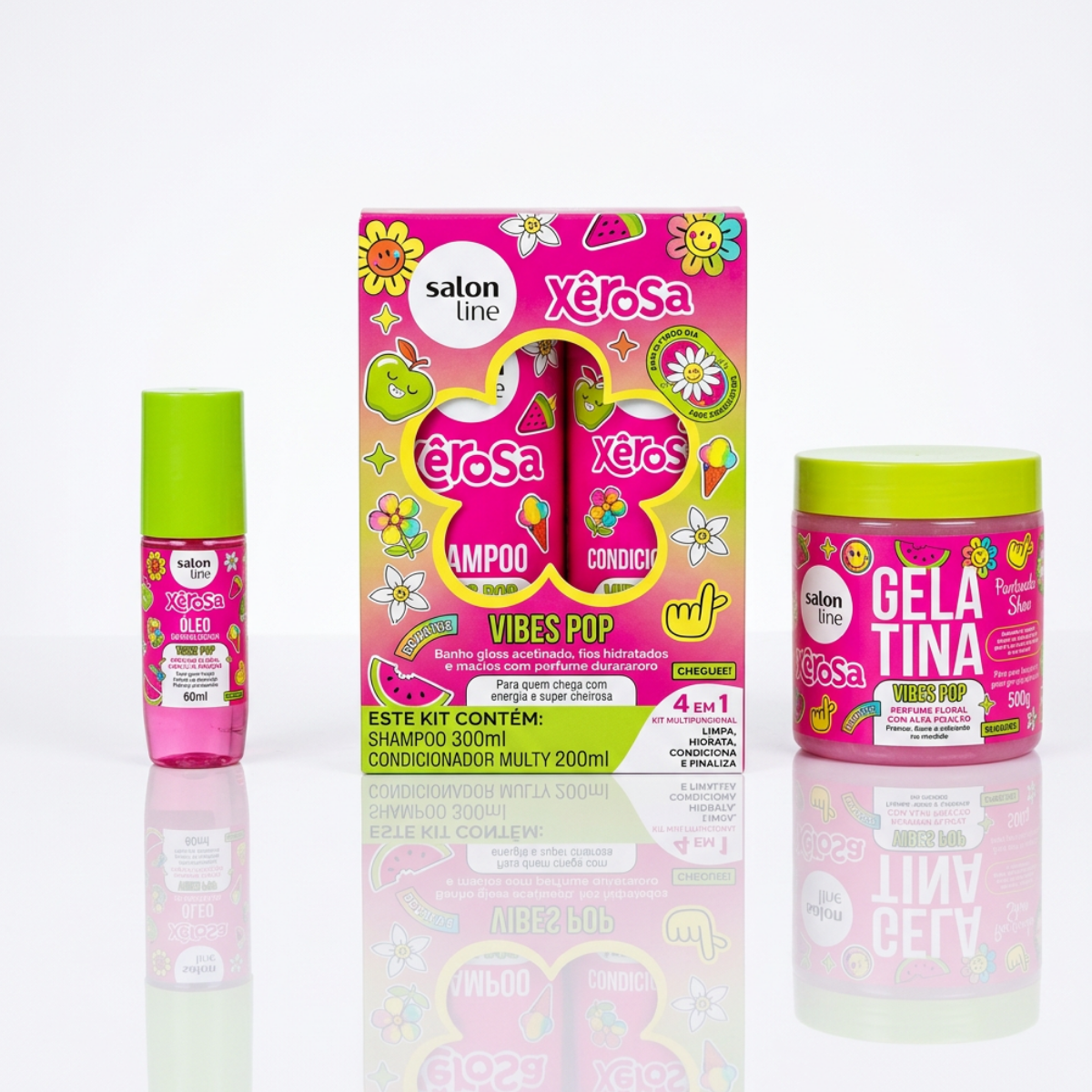 Pack Shampoo/Acondicionador, Gelatina y oleo Xêrosa Vipes pop