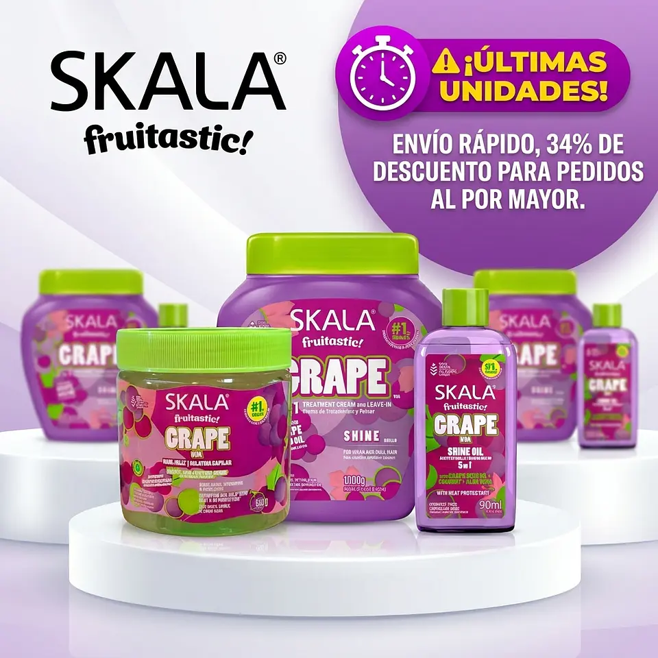 Kit Crema de Peinar, Gel y Aceite Capilar Hidratación Uva Skala 6