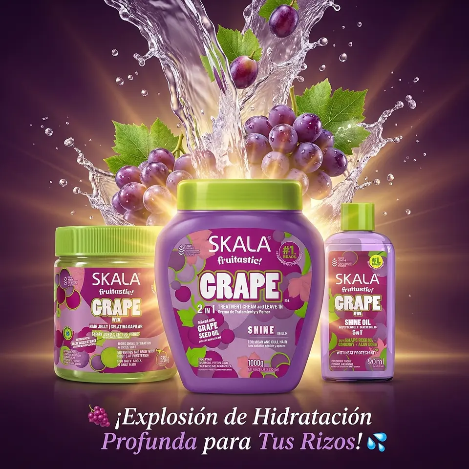 Kit Crema de Peinar, Gel y Aceite Capilar Hidratación Uva Skala 3