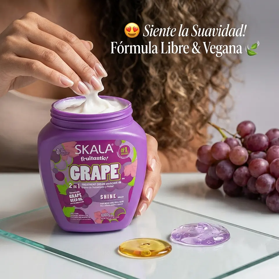 Kit Crema de Peinar, Gel y Aceite Capilar Hidratación Uva Skala 7