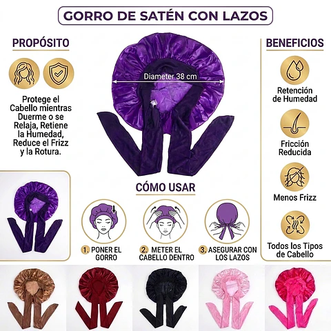 Gorro de Satin  Con Lazo Y Pretina  Ancha 