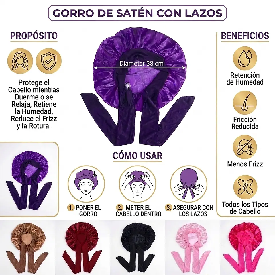 Gorro de Satin  Con Lazo Y Pretina  Ancha  2