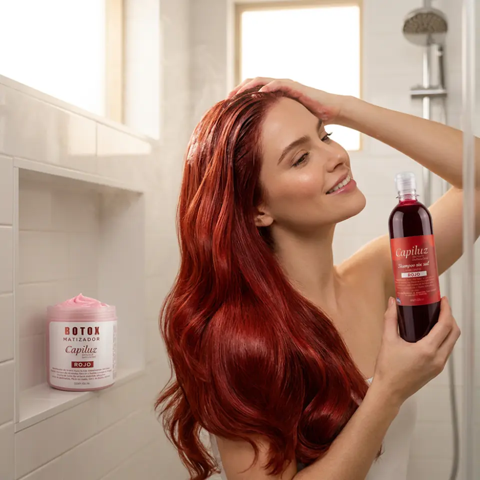 Shampoo + Botox Matizador Capilar Cabello Color Rojo  2