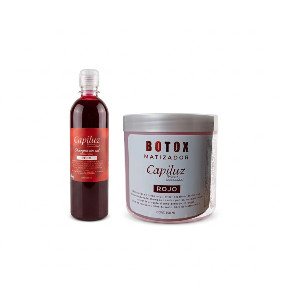 Shampoo + Botox Matizador Capilar Cabello Color Rojo 
