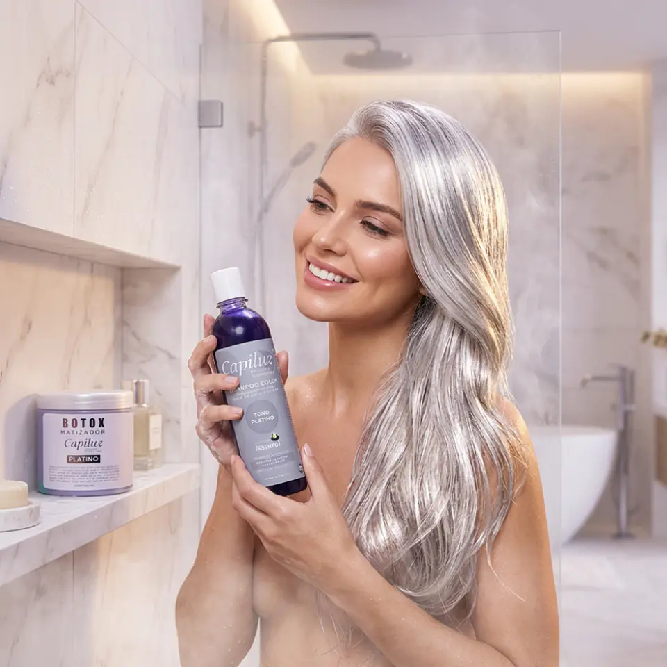 Shampoo + Botox Matizador Capilar Cabello Color Platino 3