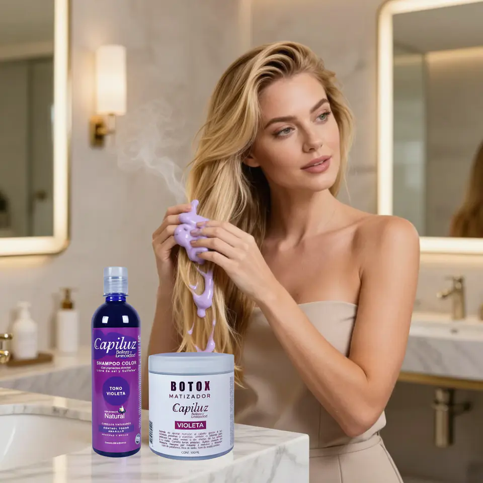 Shampoo + Botox Matizador Capilar Cabello Color violeta 2