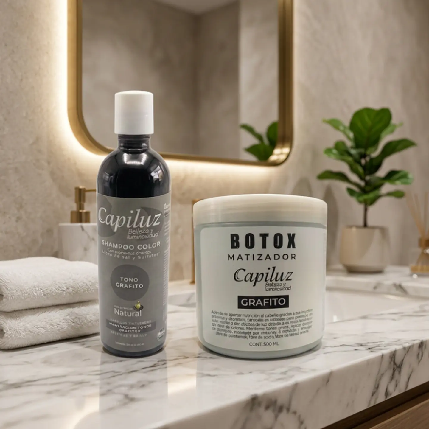 Shampoo + Botox Matizador Capilar Cabello Color Grafito 2