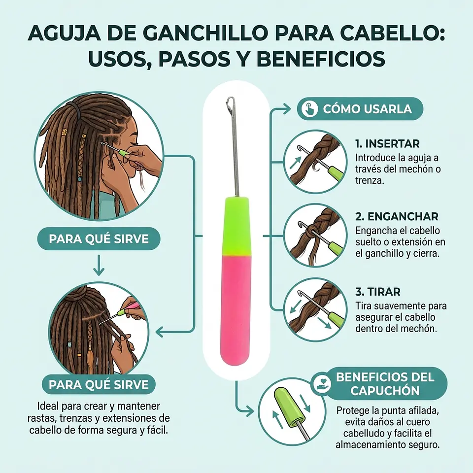 Aguja Crochet Para El Cabello/trenzas/extenciones/peinados 5