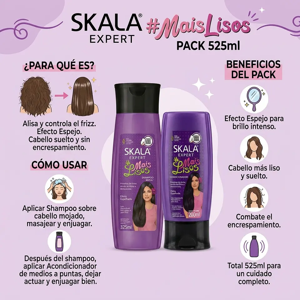 Pack Shampoo + Acondicionador Mais Lisos 525ml 3
