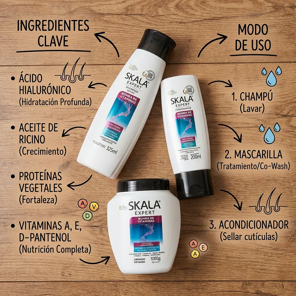 Kit Shampoo y Acondicionador + Mascarilla Capilar Bomba de Vitaminas 3