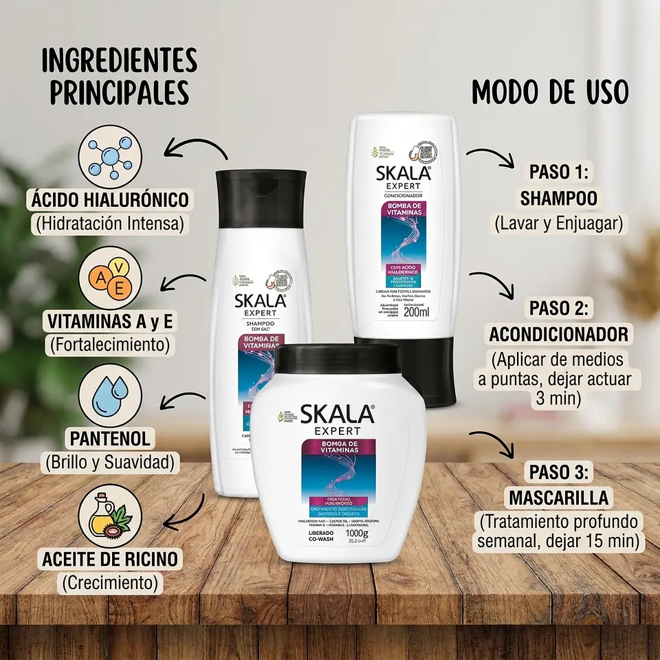 Kit Shampoo y Acondicionador + Mascarilla Capilar Bomba de Vitaminas 4