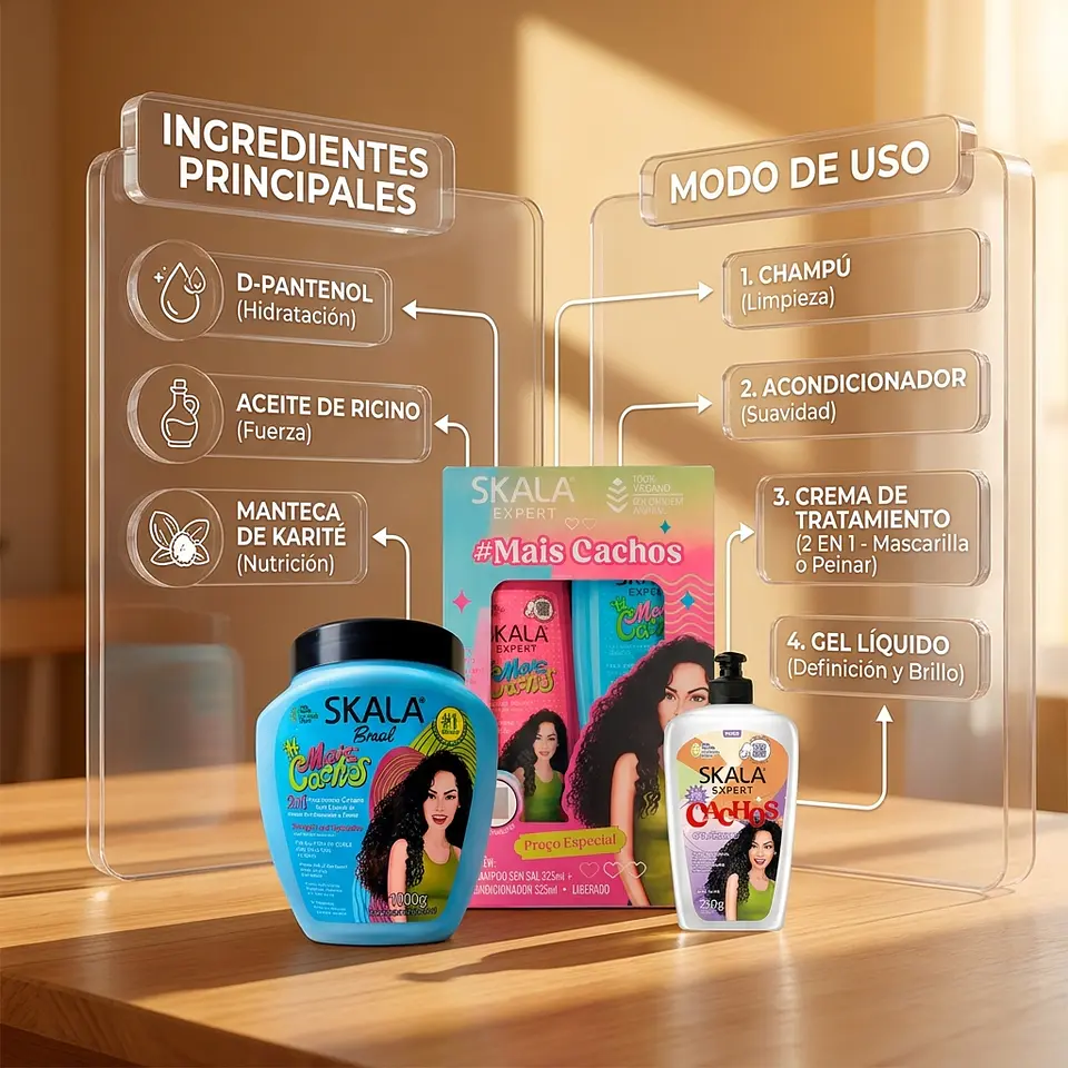 Kit skala Mais Cachos crema de tratamiento + shampoo acondicionador 2