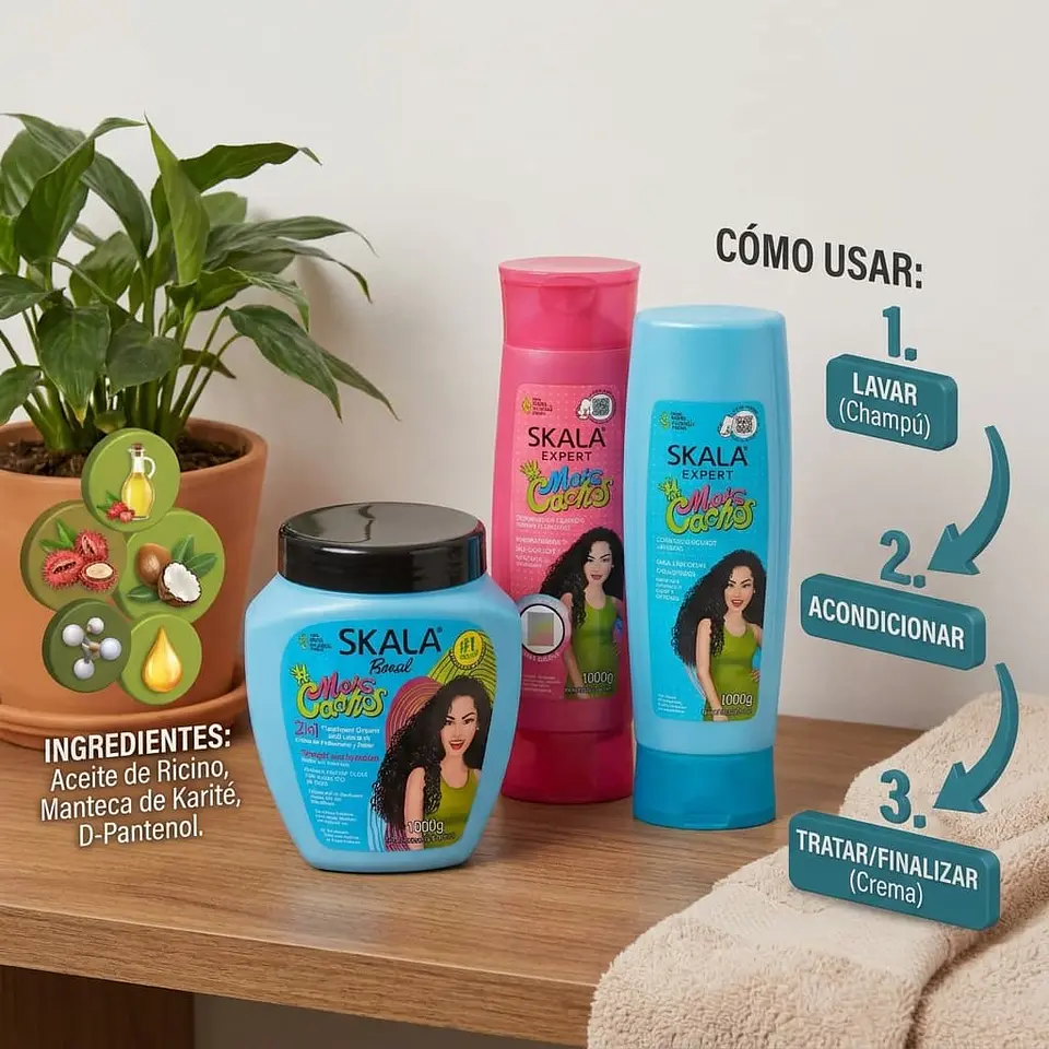 Kit skala Mais Cachos crema de tratamiento + shampoo acondicionador 4