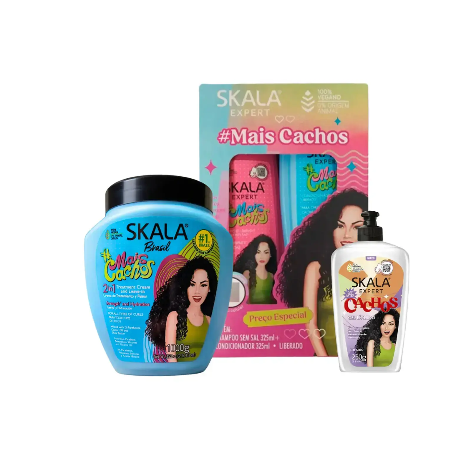 Kit skala Mais Cachos crema de tratamiento + shampoo acondicionador