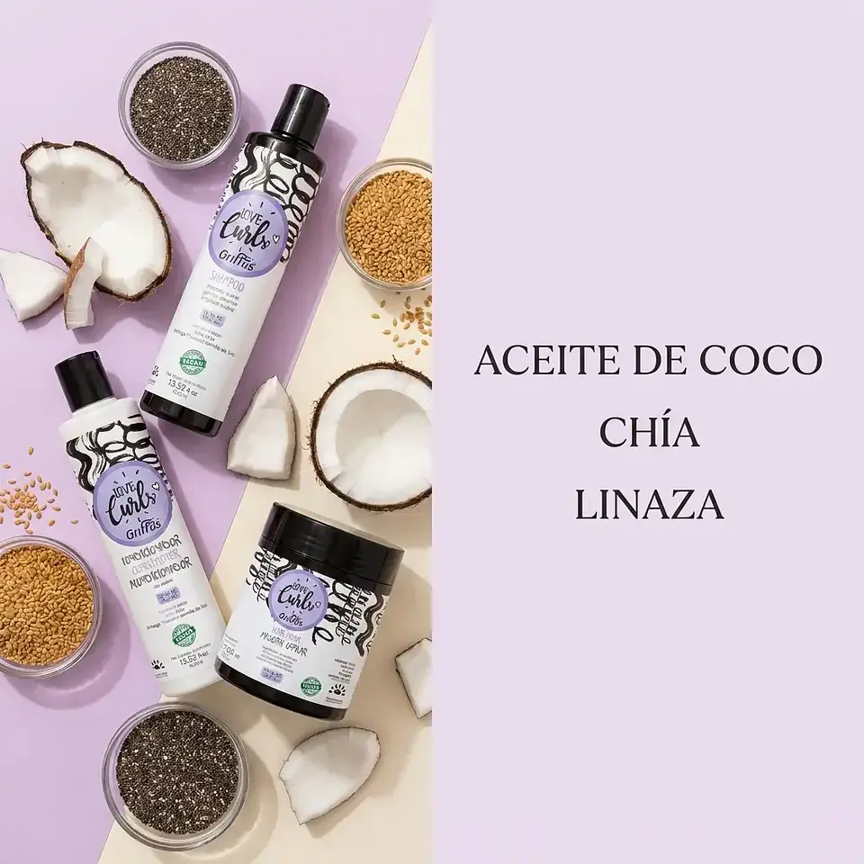 Kit Griffus Love Curls Shampoo Acondicionador Mascara Rizos (2A a 4C) 3