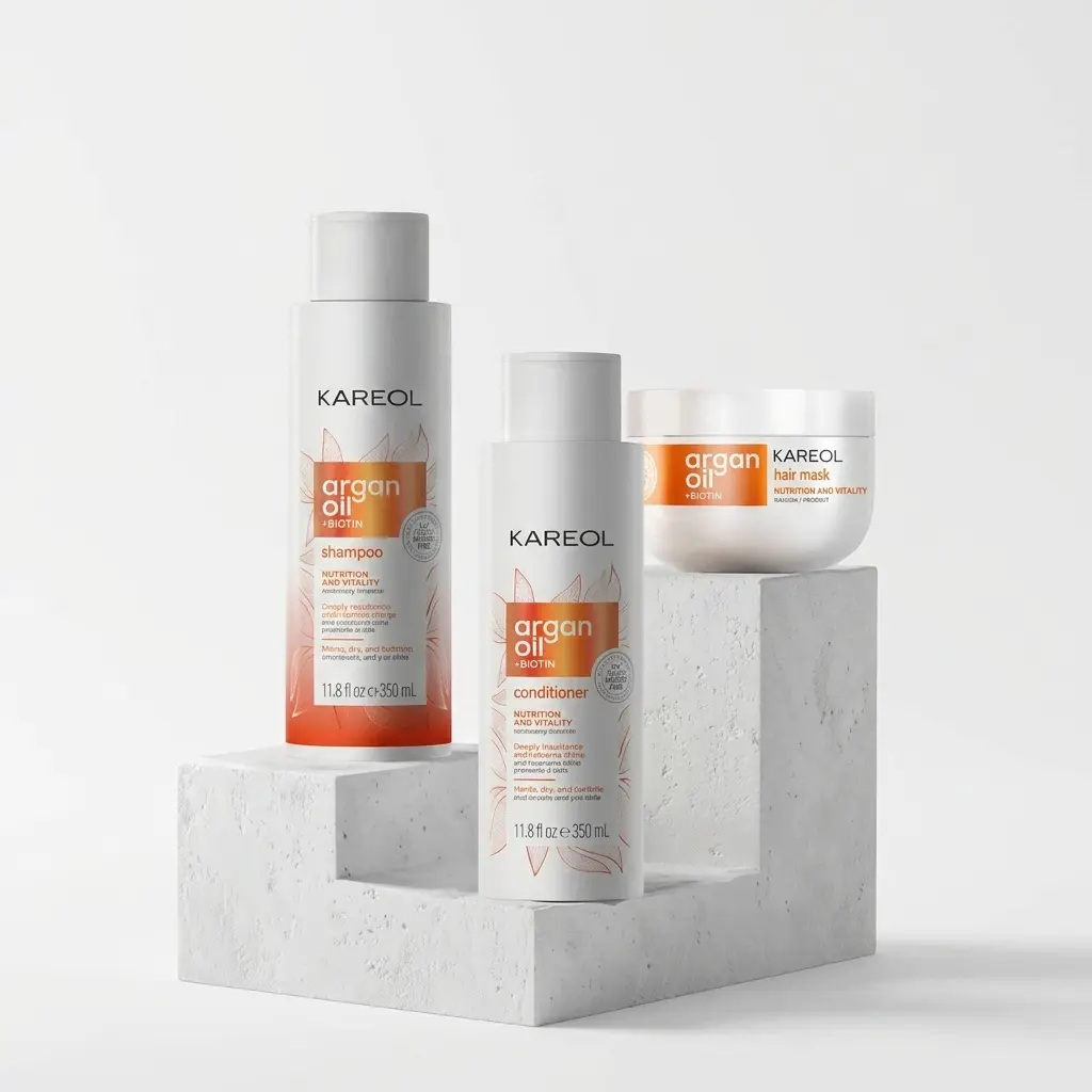 Pack Shampoo + Acondicionador y Mascara Argan oil + Biotina Kareol