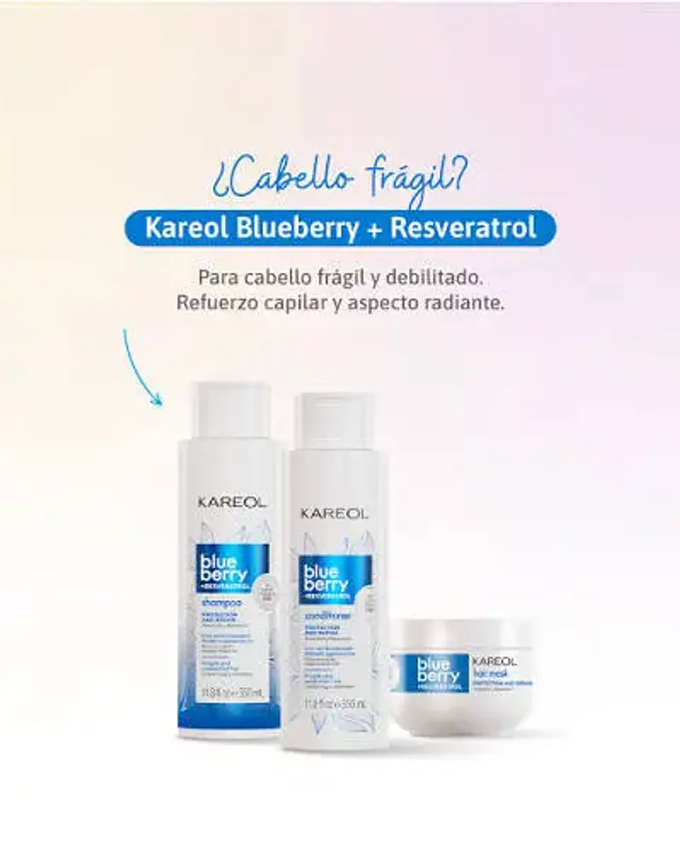 Pack  Shampoo + Acondicionador y Mascara Blue Berry + Resveratrol  2