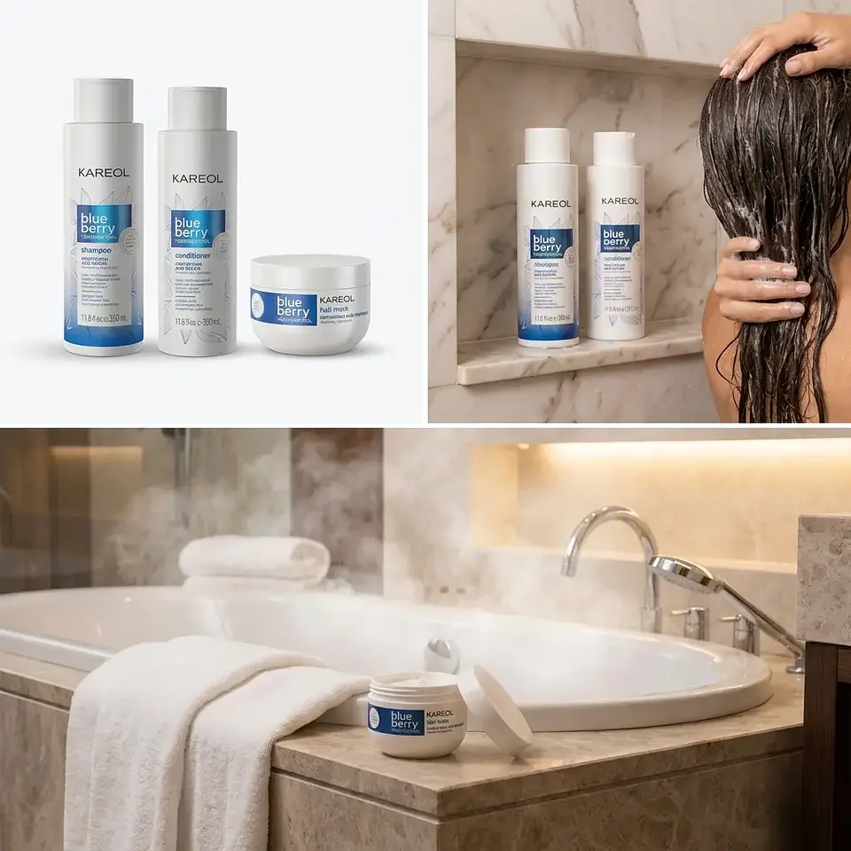 Pack  Shampoo + Acondicionador y Mascara Blue Berry + Resveratrol  3