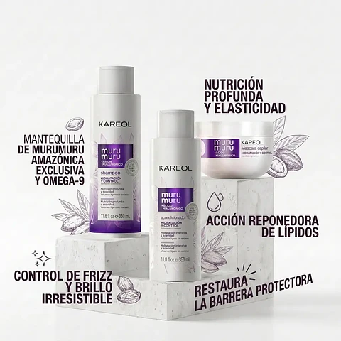 Pack  Shampoo + Acondicionador y Mascara Muru Muru + hyaluronico  kareol