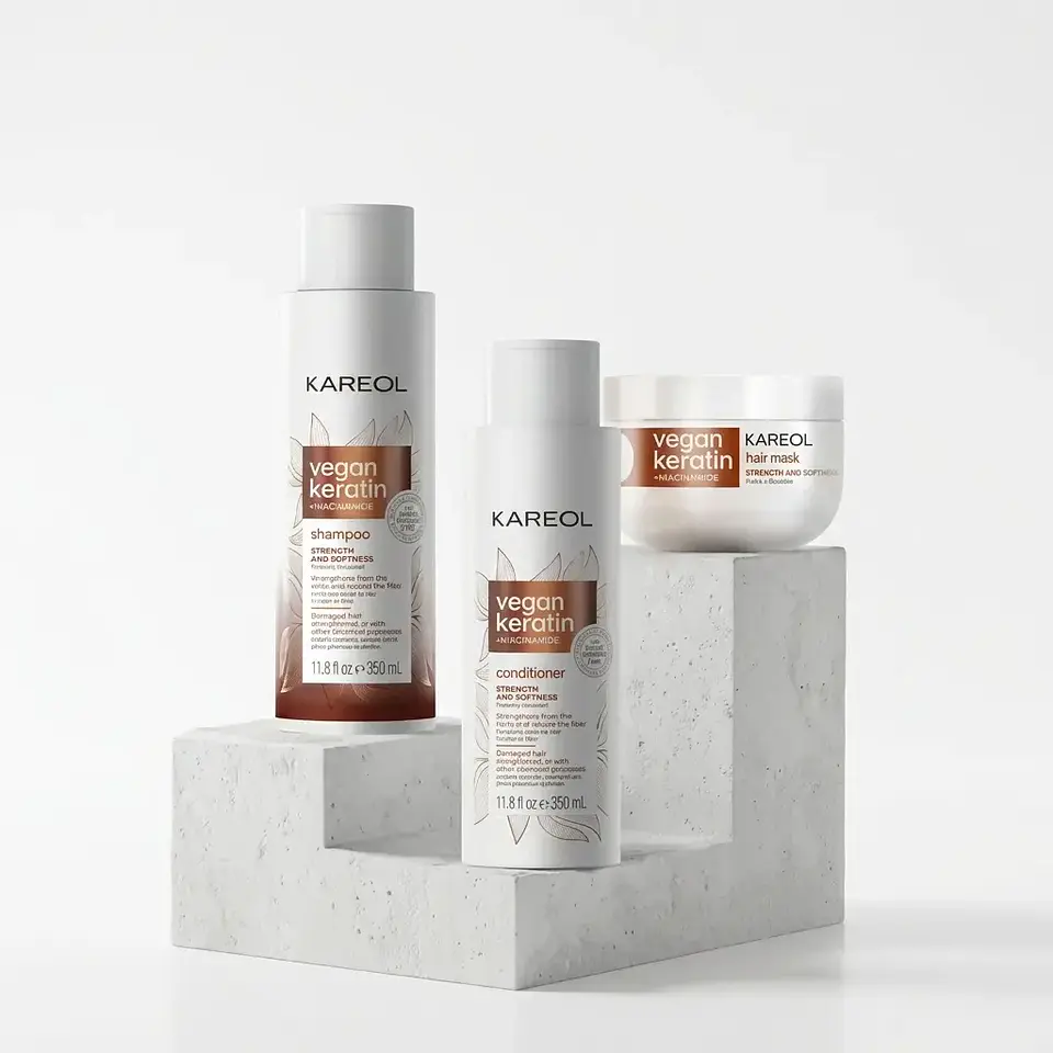 Pack Shampoo + Acondicionador y Mascara  Kareol Keratin vegan + nacinamide 1
