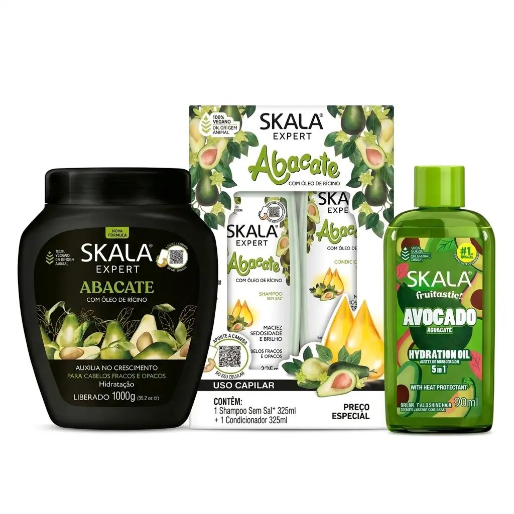 Kit Skala Aguacate Abacate Shampoo Crema Acondicionador Y Oleo