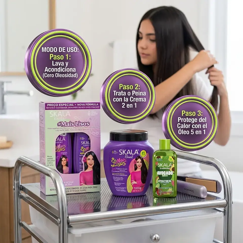 Kit Skala Mais Lisos 4 en 1: Efecto Espejo, Control Frizz y Óleo Térmico 3