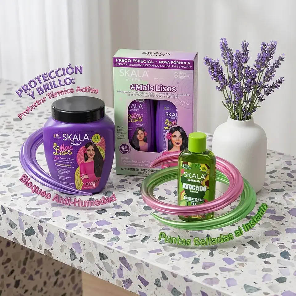 Kit Skala Mais Lisos 4 en 1: Efecto Espejo, Control Frizz y Óleo Térmico 7
