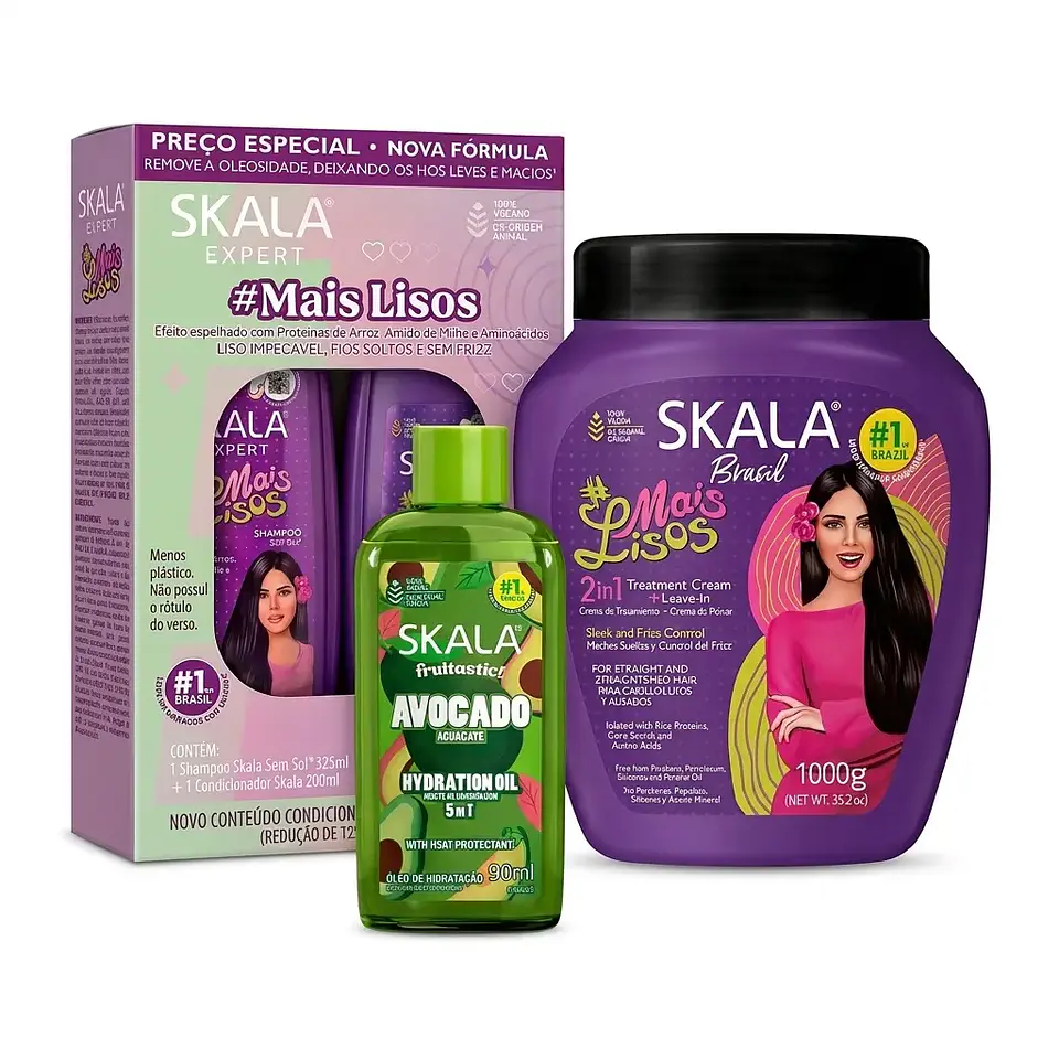 Kit Skala Mais Lisos 4 en 1: Efecto Espejo, Control Frizz y Óleo Térmico 1