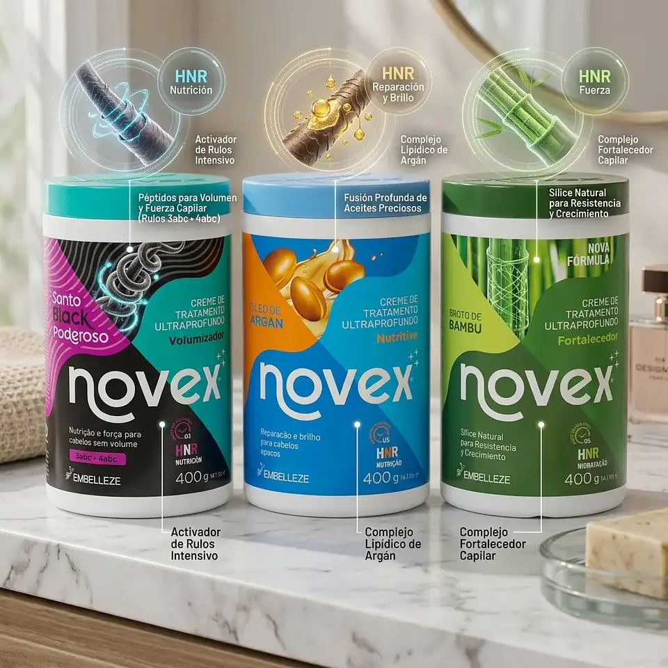 Rutina de Recuperación Total Novex: Fuerza, Nutrición y Brillo Extremo 3