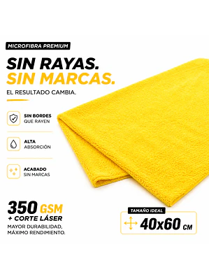 PAÑO MICROFIBRA PREMIUM 350 GMS AMARILLO PACK DE 3 