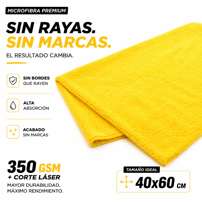 PAÑO MICROFIBRA PREMIUM 350 GMS AMARILLO 1