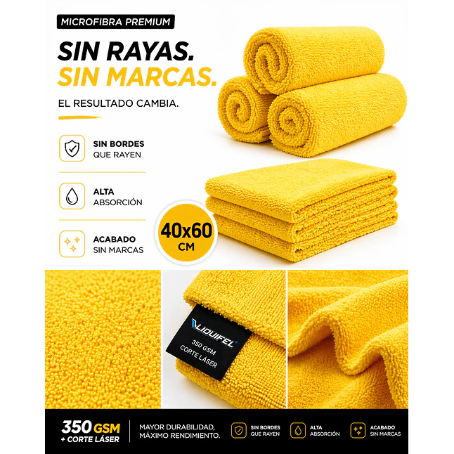 PAÑO MICROFIBRA PREMIUM 350 GMS AMARILLO 3