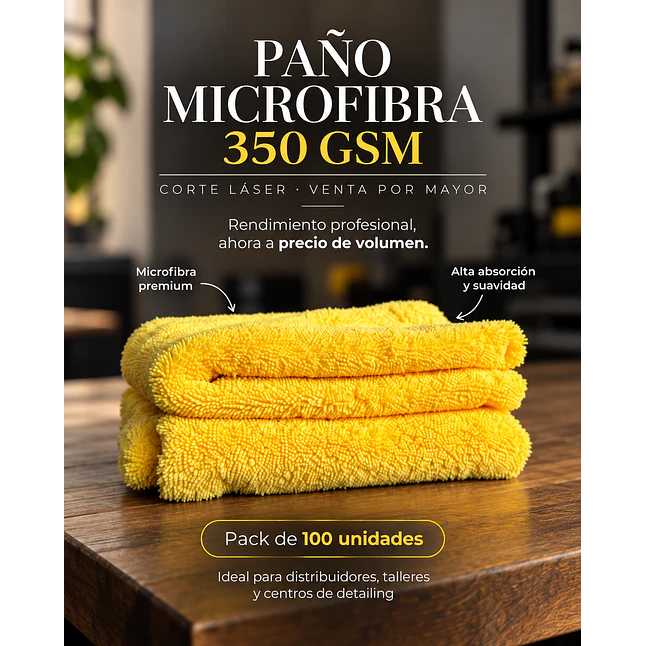 PAÑOS MICROFIBRA AMARILLA 350 GSM – VENTA POR MAYOR – PACK 100 UNIDADES 2