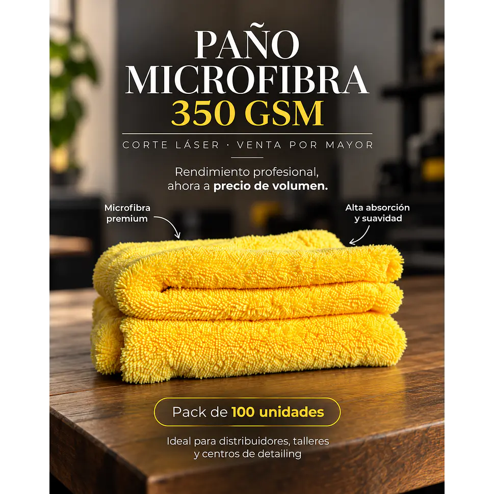 PAÑOS MICROFIBRA AMARILLA 350 GSM – VENTA POR MAYOR – PACK 100 UNIDADES 2
