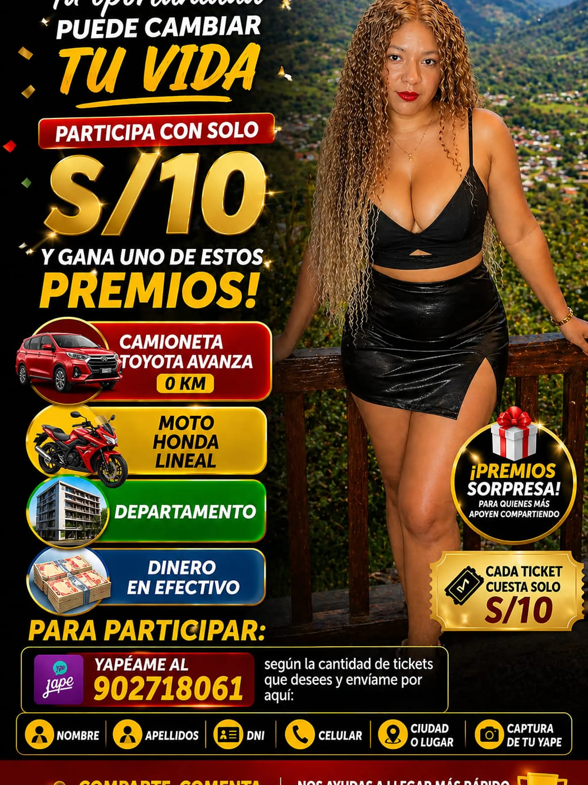Tickets para los empresarios 10x10 – S/100 🟡 👉 El ticket , más exclusivo y con mayor peso en la rifa. 1