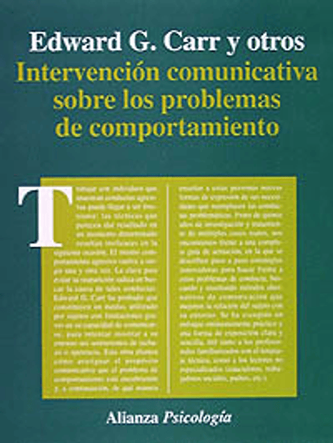 Edward G. Carr - Intervención comunicativa sobre los problemas del comportamiento