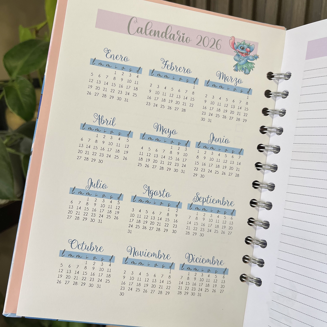 Agenda 2026 inspirada en Stitch 2