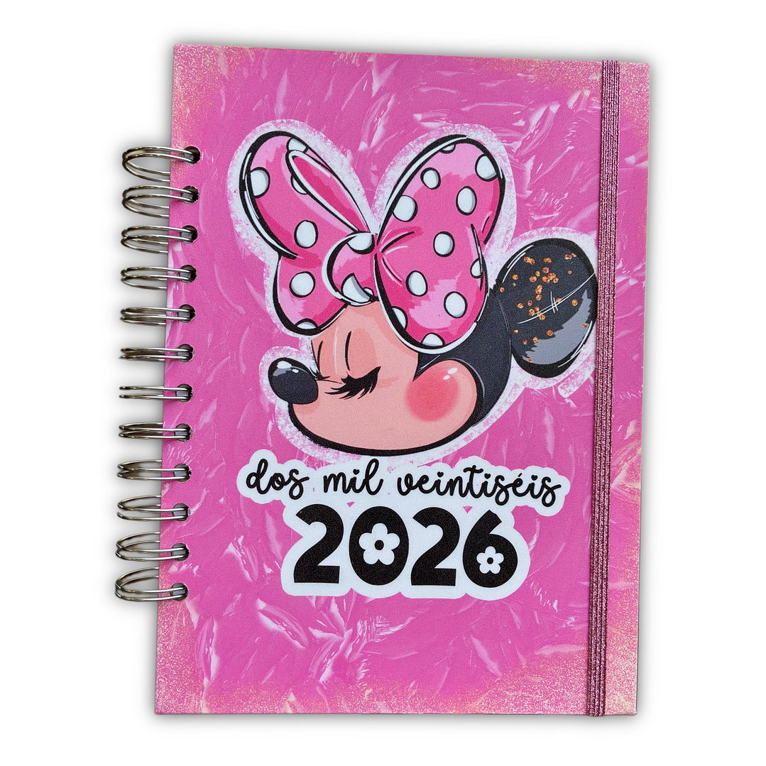 Agenda 2026 Minnie Mouse glitter  1