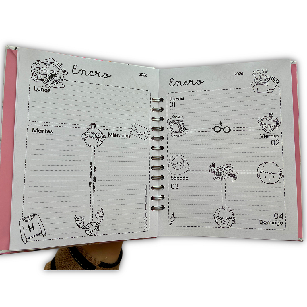 Agenda 2026 Harry Potter rosada para colorear 5