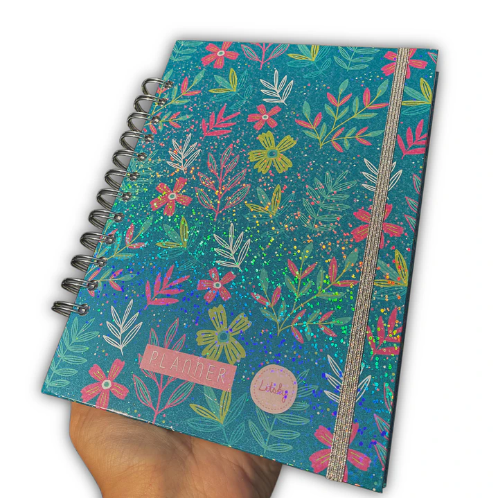 Planner líneas sin fecha - Flores neón/holografico  3