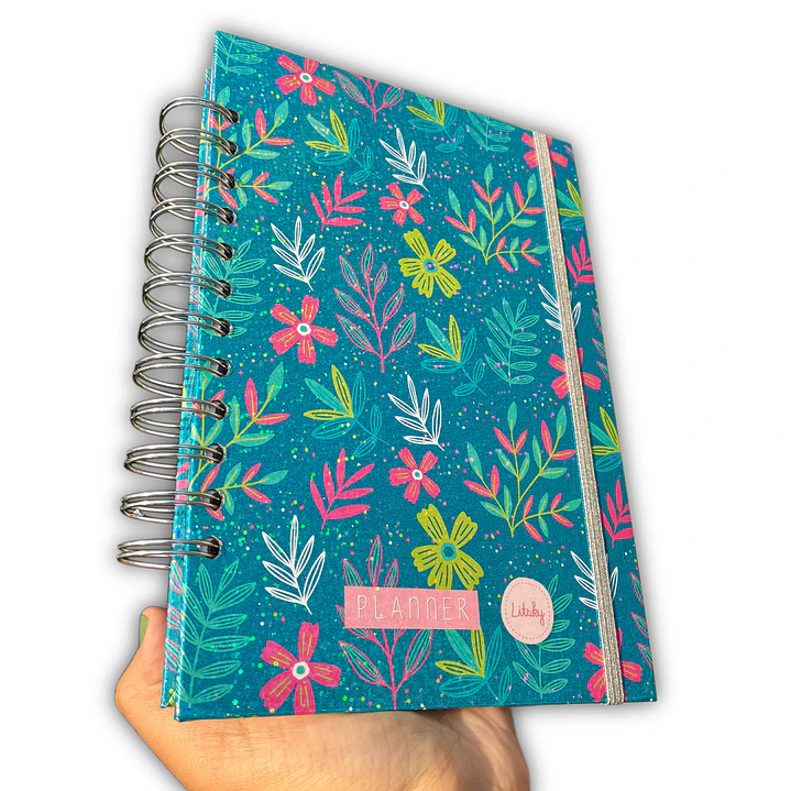 Planner líneas sin fecha - Flores neón/holografico  1