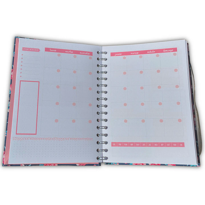 Planner sin fecha - Flor neón - Puntos 4