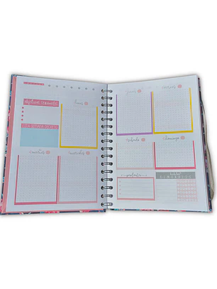 Planner sin fecha - Flor neón - Puntos