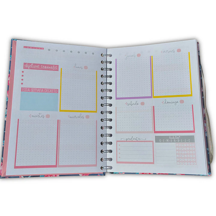 Planner sin fecha - Flor neón - Puntos 2