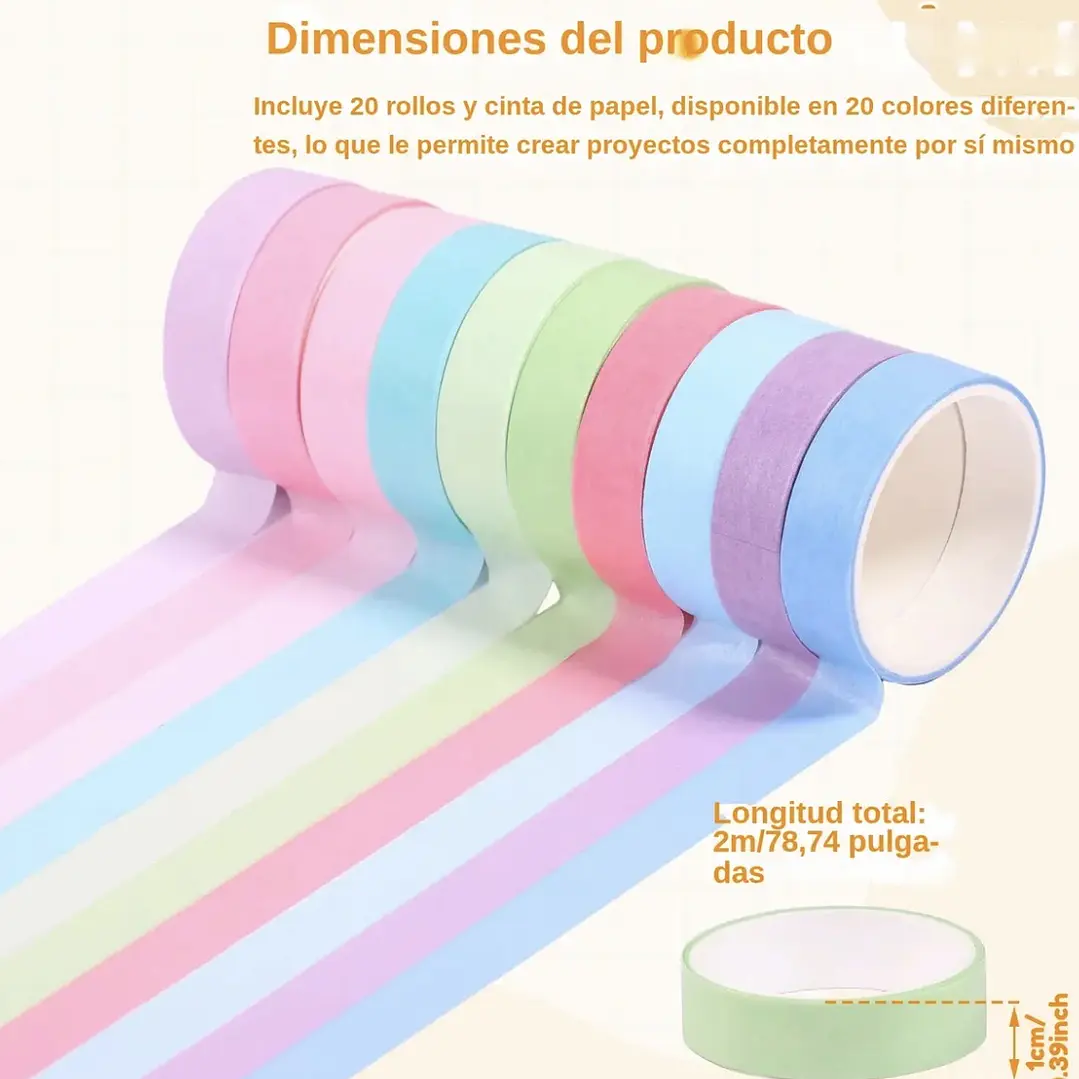 Washi tape 20 rollos tonos pastel 3